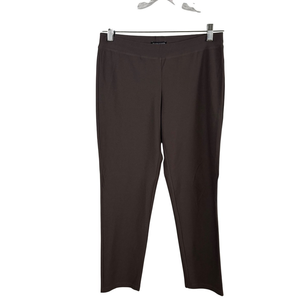 Eileen Fisher Slim Ankle Pants XS Taupe Brown Stretch Knit Professional Office